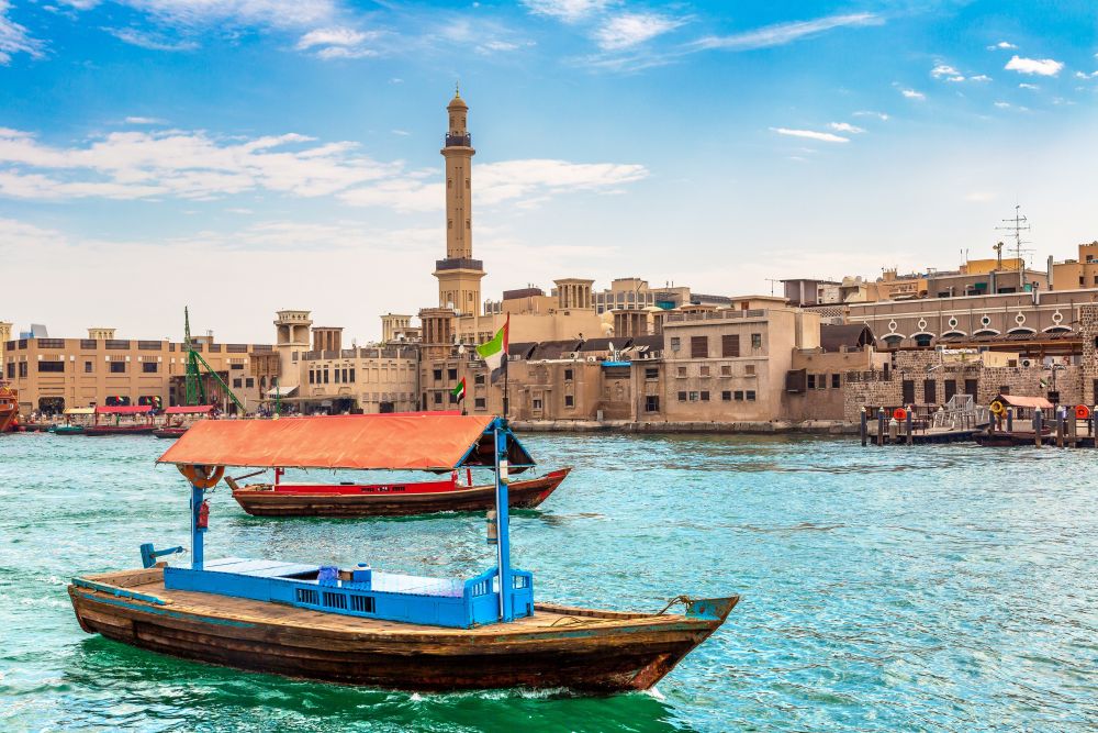 Záliv Dubai Creek s výhledem na Bur Dubai, Dubaj