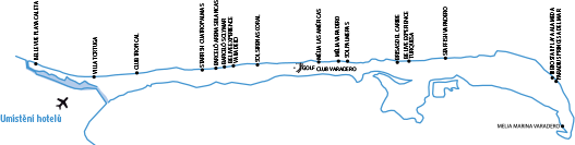 Umístění hotelů ve Varaderu